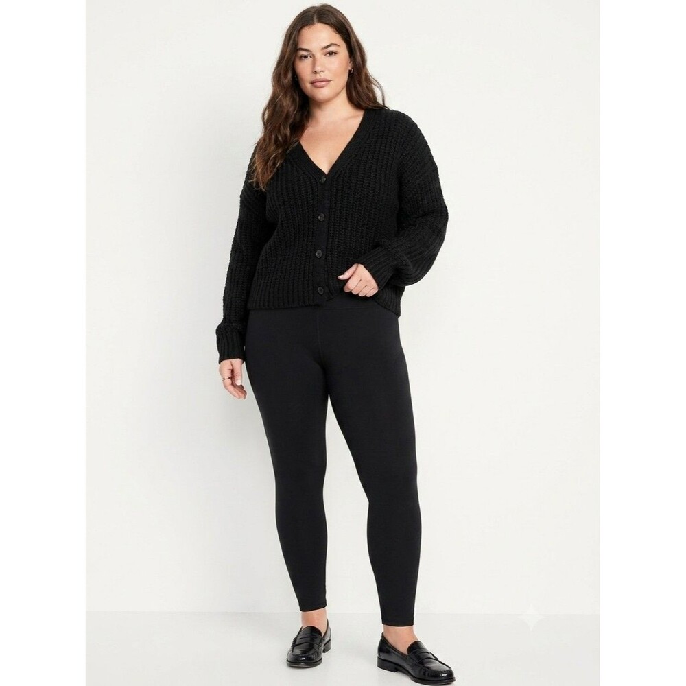 Old Navy High Waisted Fleece Lined Ankle Leggings Black Jack Size 3X